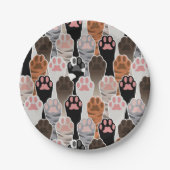 Viele Cat Paws Muster Pappteller (Vorderseite)