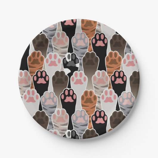 Viele Cat Paws Muster Pappteller (Vorderseite)