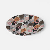 Viele Cat Paws Muster Pappteller (Schrägansicht)