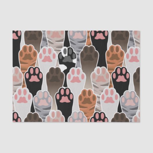Viele Cat Paws Muster Seidenpapier (Vorderseite)