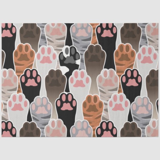 Viele Cat Paws Muster Seidenpapier (Vorderseite)