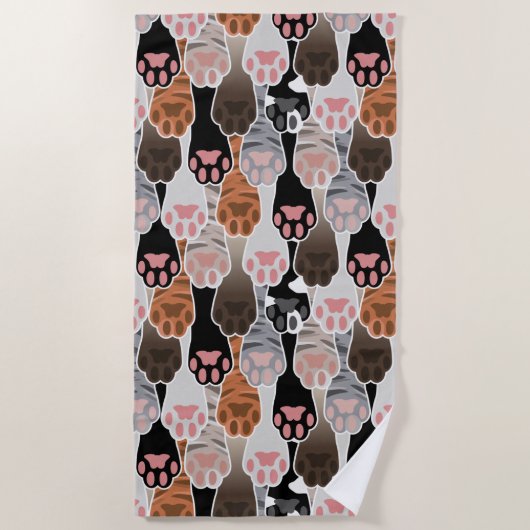 Viele Cat Paws Muster Strandtuch (Vorderseite)