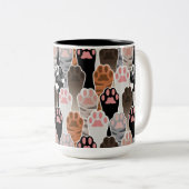 Viele Cat Paws Muster Zweifarbige Tasse (VorderseiteRechts)