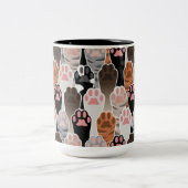 Viele Cat Paws Muster Zweifarbige Tasse (Mittel)