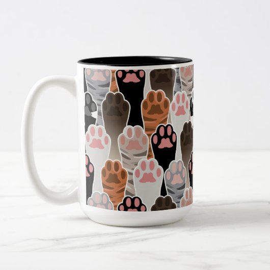 Viele Cat Paws Muster Zweifarbige Tasse (Links)