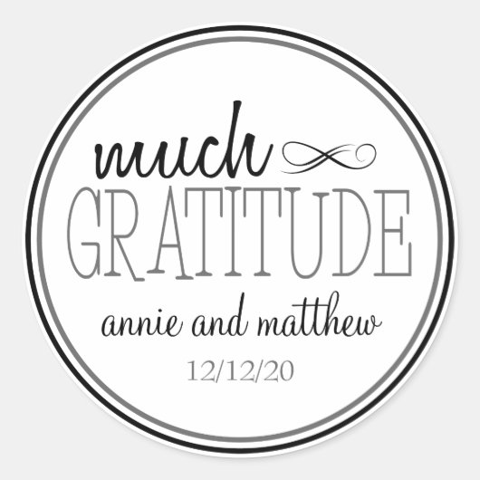 Viele Dankeschön-Labels (schwarz / grau) Runder Aufkleber (Vorderseite)
