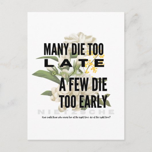 Viele die zu spät und ein paar zu früh. NIETZSCHE Postkarte (Vorderseite)