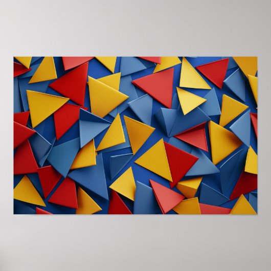 Viele Dreiecke in Rot, Gelb und Blau Poster (Vorne)