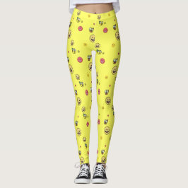 Viele Emojis auf hellgelbem Hintergrund Leggings
