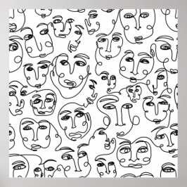 Viele Faces Line Art Poster