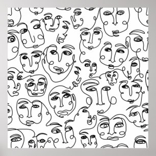 Viele Faces Line Art Poster