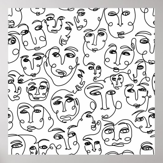 Viele Faces Line Art Poster (Vorne)