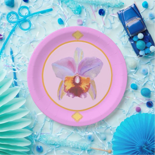 Viele Farben, ein Orchideenpapier-Teller Pappteller (Party)
