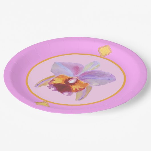 Viele Farben, ein Orchideenpapier-Teller Pappteller (Schrägansicht)