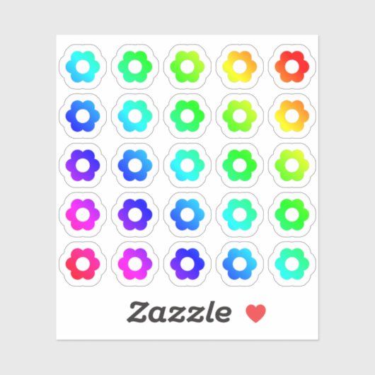 Viele farbenfrohe Blume kleine Regenbogen-Blume Aufkleber (Blatt)