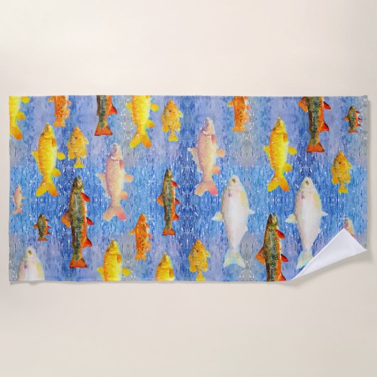 Viele farbenfrohe Fische im Meerstrandtuch Strandtuch (Vorderseite)