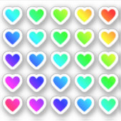 Viele farbenfrohe Herzen winzige Regenbogenherzerf Aufkleber (Vorderseite)