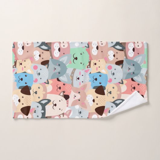 Viele farbenfrohe Hunde Design Badetuch Set (Handtuch)
