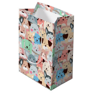 Viele farbenfrohe Hunde Design Mittlere Geschenktüte