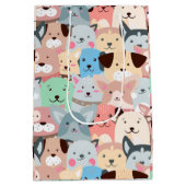 Viele farbenfrohe Hunde Design Mittlere Geschenktüte (Rückseite)