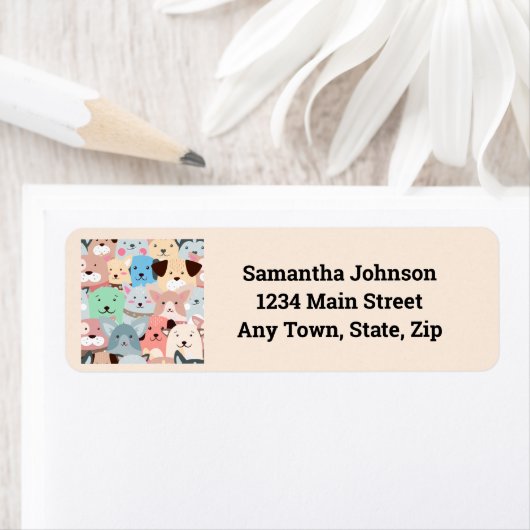 Viele farbenfrohe Hunde Design-Rückgabeadresse-Lab (Insitu)