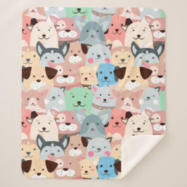 Viele farbenfrohe Hunde Design Sherpa Blanket Sherpadecke