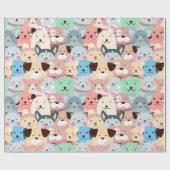 Viele farbenfrohe Hunde Design Wrapping Paper Roll Geschenkpapier (Flach)