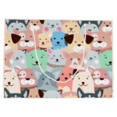 Viele farbenfrohe Hunde gestalten große Geschenkta Geschenktüte (Rückseite)