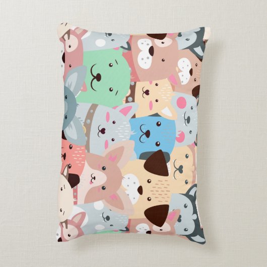 Viele farbenfrohe Hunde gestalten Kinder Akzent Ki Dekokissen (Rückseite(Vertikal))