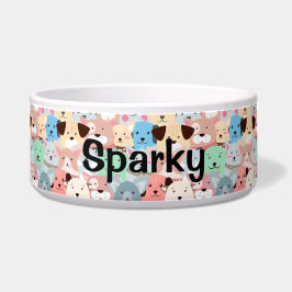 Viele farbenfrohe Hunde Keramik Napf