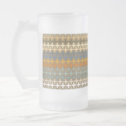 Viele farbenfrohe Kreuze Mattglas Bierglas (Links)