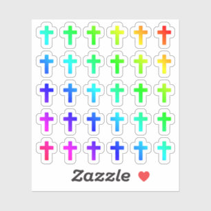 Viele farbenfrohe Kreuze, winzige Regenbogenkreuze Aufkleber