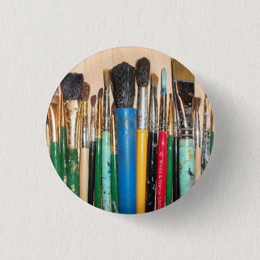 Viele farbenfrohe Künstlerpinsel Button (Vorderseite)
