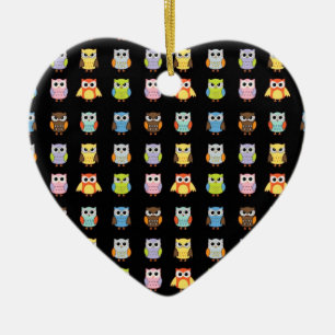 Viele farbenfrohe Niedliche Owls Muster Keramik Ornament