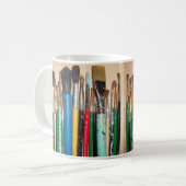 Viele farbenfrohe Pinsel Kaffeetasse (Vorderseite Links)