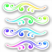 Viele farbenfrohe Schnörkel, kleine Blumenformen Aufkleber (Vorderseite)