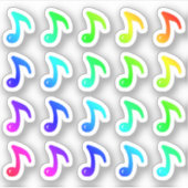 Viele farbenfrohe, winzige Musikernoten - Regenbog Aufkleber (Vorderseite)
