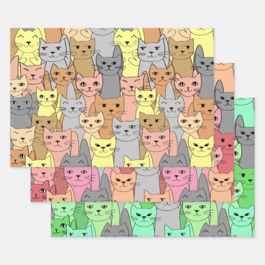 Viele farbige Katzen entwerfen Papier-Sets Geschenkpapier Set (Set)