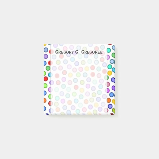 Viele farbige Kreise + Individuelle Name Hinweis Post-it Klebezettel (Vorderseite)