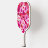Viele Farbtöne von Blume in Rosa Blumenzange Pickleball Schläger (Links)