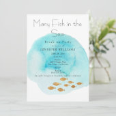 Viele Fische im Meer brechen die Party Einladung a (Stehend Vorderseite)