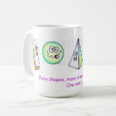 Viele Formen, viele Farben eine Welt Kaffeetasse (Vorderseite Links)