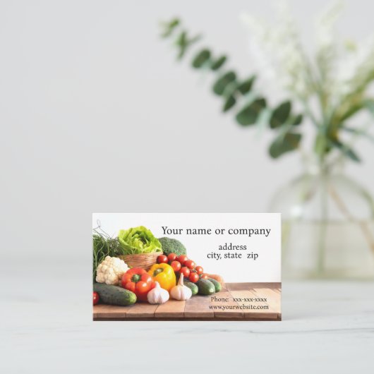 Viele frische Gemüse Visitenkarte (Stehend Vorderseite)