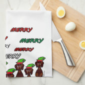 Viele fröhliches Dackel-Weihnachtsküchen-Tuch Geschirrtuch (Viertel Falte)