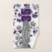 Viele Fußball-Bälle lila Graue Mannschaftssportler Handtuch (Handtuch)