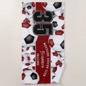 Viele Fußball-Bälle Maroon schwarze Mannschaftsfar Strandtuch (Vorderseite)