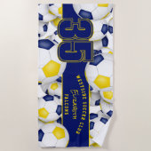 Viele Fußballbälle blau Gold Ende der Saison Gesch Strandtuch (Vorderseite)