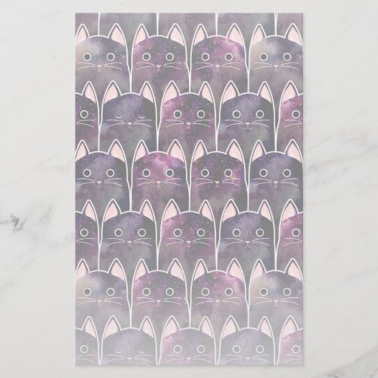 Viele Galaxy Cats Muster Briefpapier (Vorderseite)