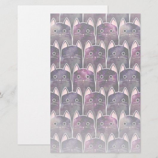 Viele Galaxy Cats Muster Briefpapier (Vorne/Hinten)