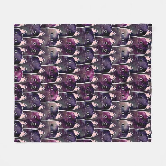 Viele Galaxy Cats Muster Fleecedecke (Vorderseite (Horizontal))